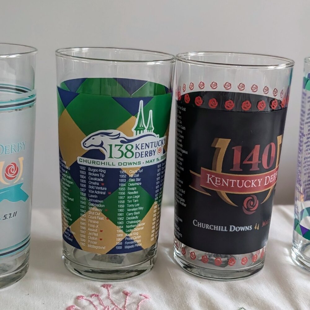 Set of 5 Kentucky Derby Mint Julep Glasses Mixed 2004-2015 130th-141st Official - Picture 3 of 9
